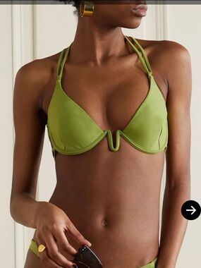 NWT cult gaia Olive Green Underwire Halter Bikini Top